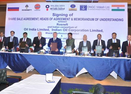 Signing of MoU for stake in oil assets in Russia