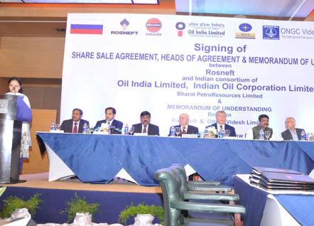 Signing of MoU for stake in oil assets in Russia